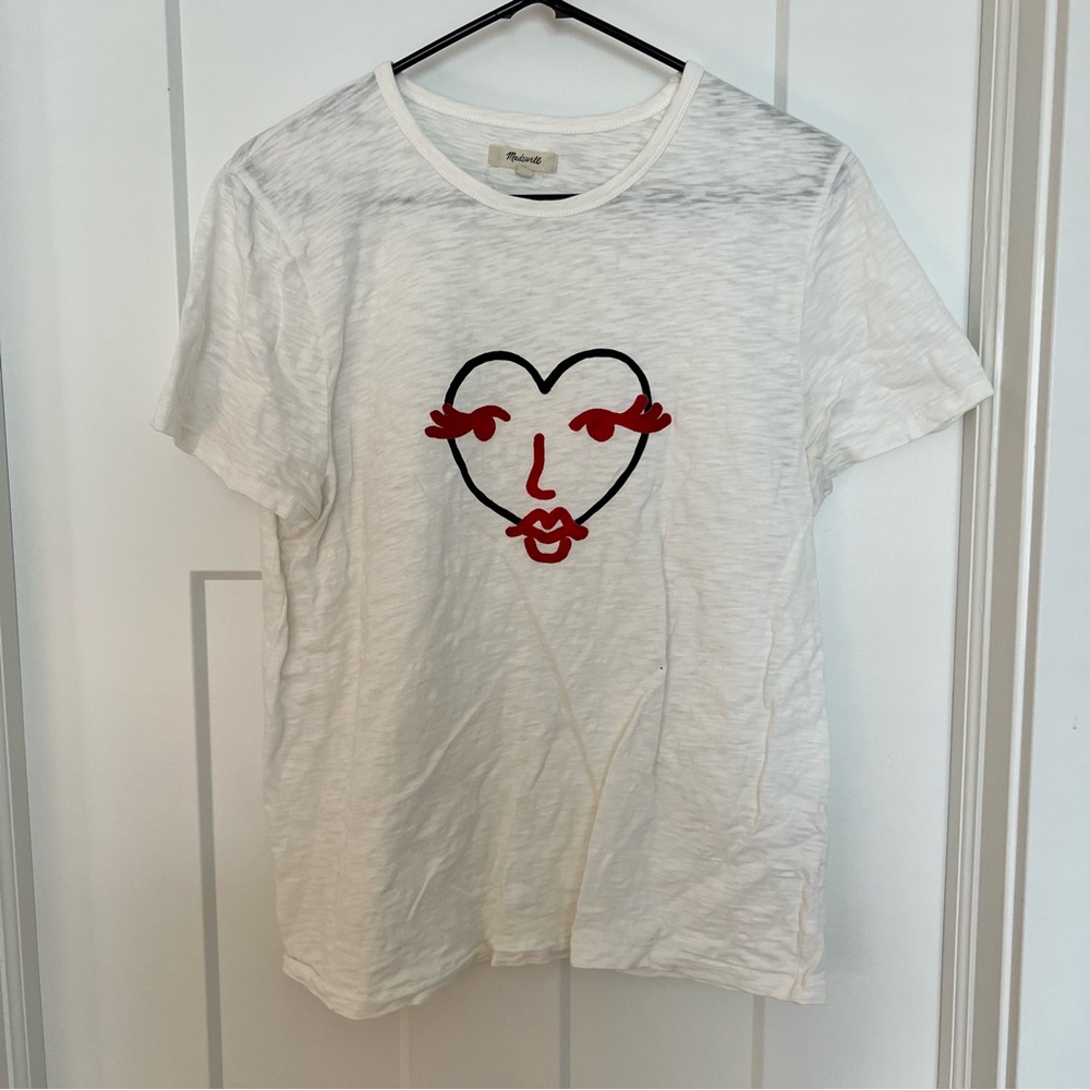Madewell White T-Shirt with Red Face Design size XL